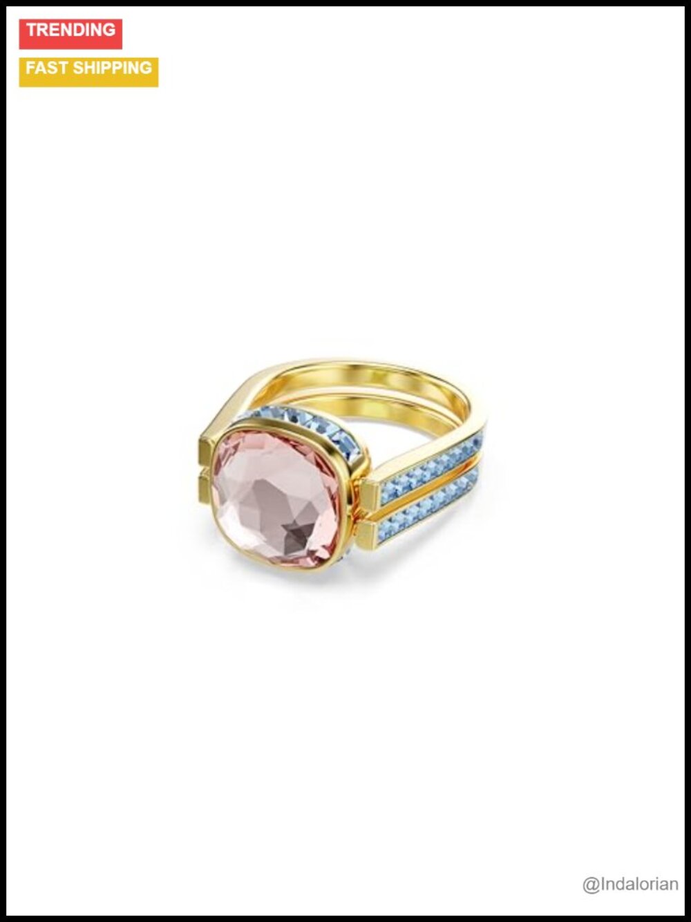 Swarovski Chroma Twist Ring Cushion Cut ReCreated Crystal Statement